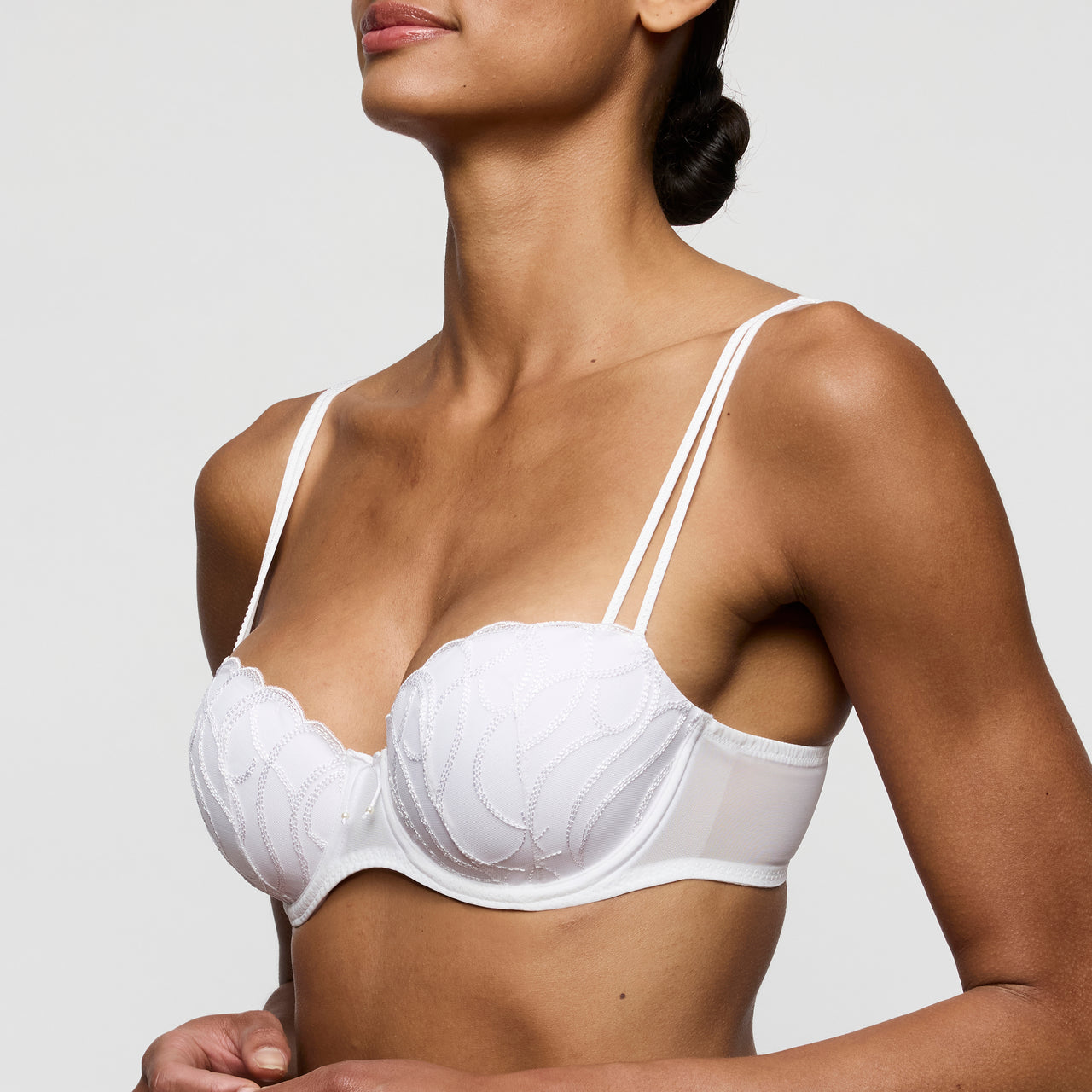 Heleen White Padded Balcony Bra