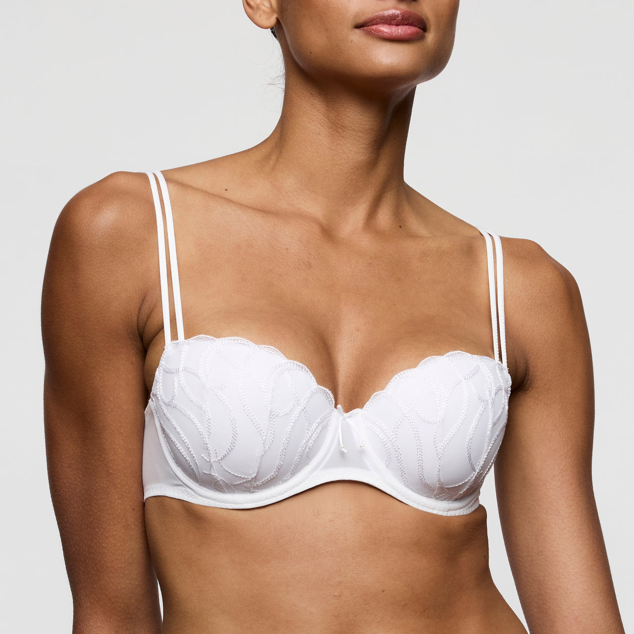 Heleen White Padded Balcony Bra