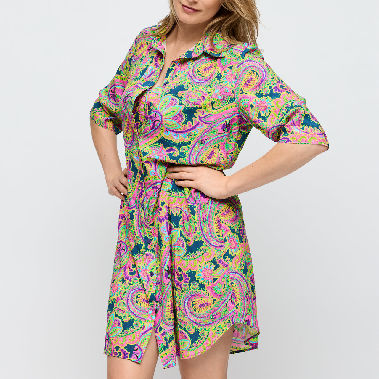 Jolise Tropical Paisley Swimwear Dress Short