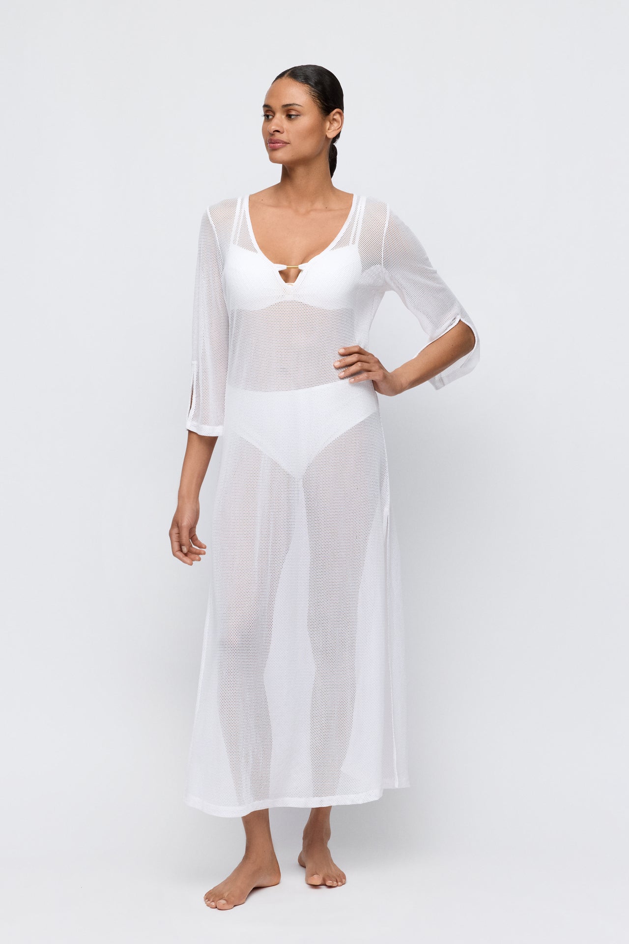 Taleah Elfin White Swimwear Kaftan