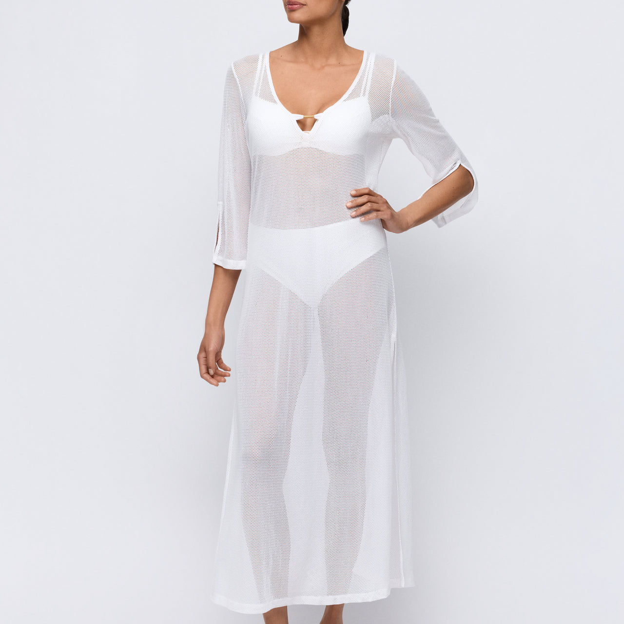 Taleah Elfin White Swimwear Kaftan