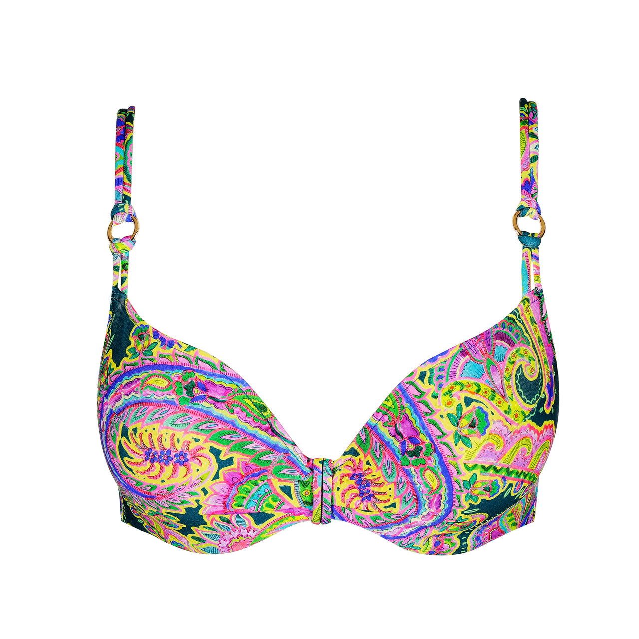 Jolise Tropical Paisley Padded Bikini Top Heartshape