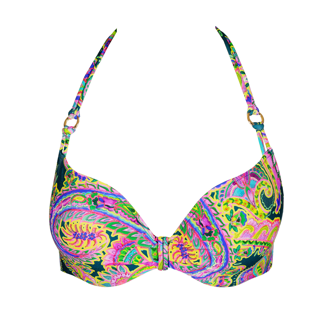 Jolise Tropical Paisley Padded Bikini Top Heartshape