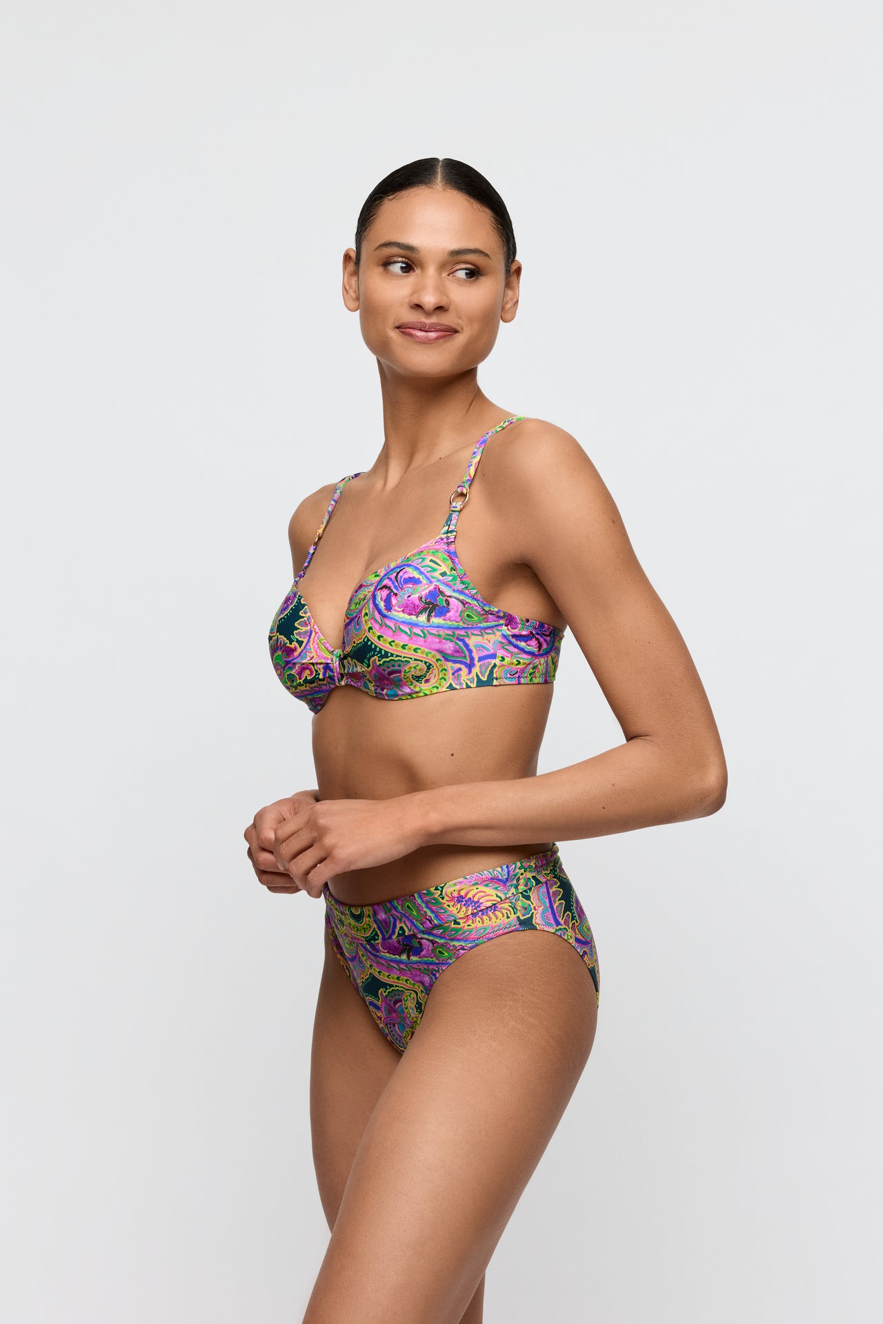 Jolise Tropical Paisley Padded Bikini Top Heartshape