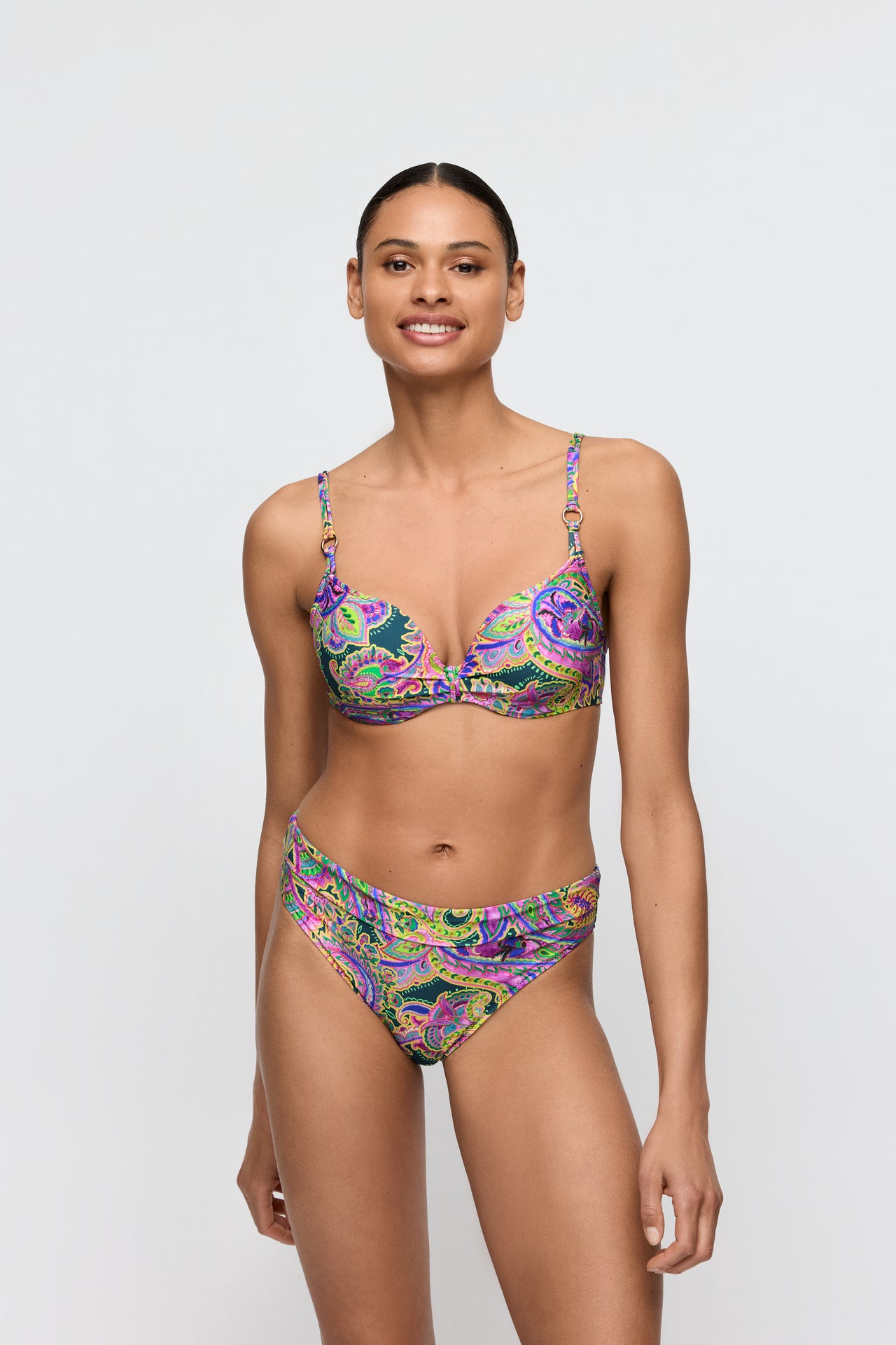 Jolise Tropical Paisley Padded Bikini Top Heartshape