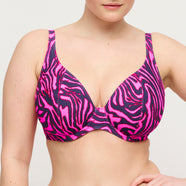 Malabo Hot Pink Zebra Padded Plunge Bikini Top