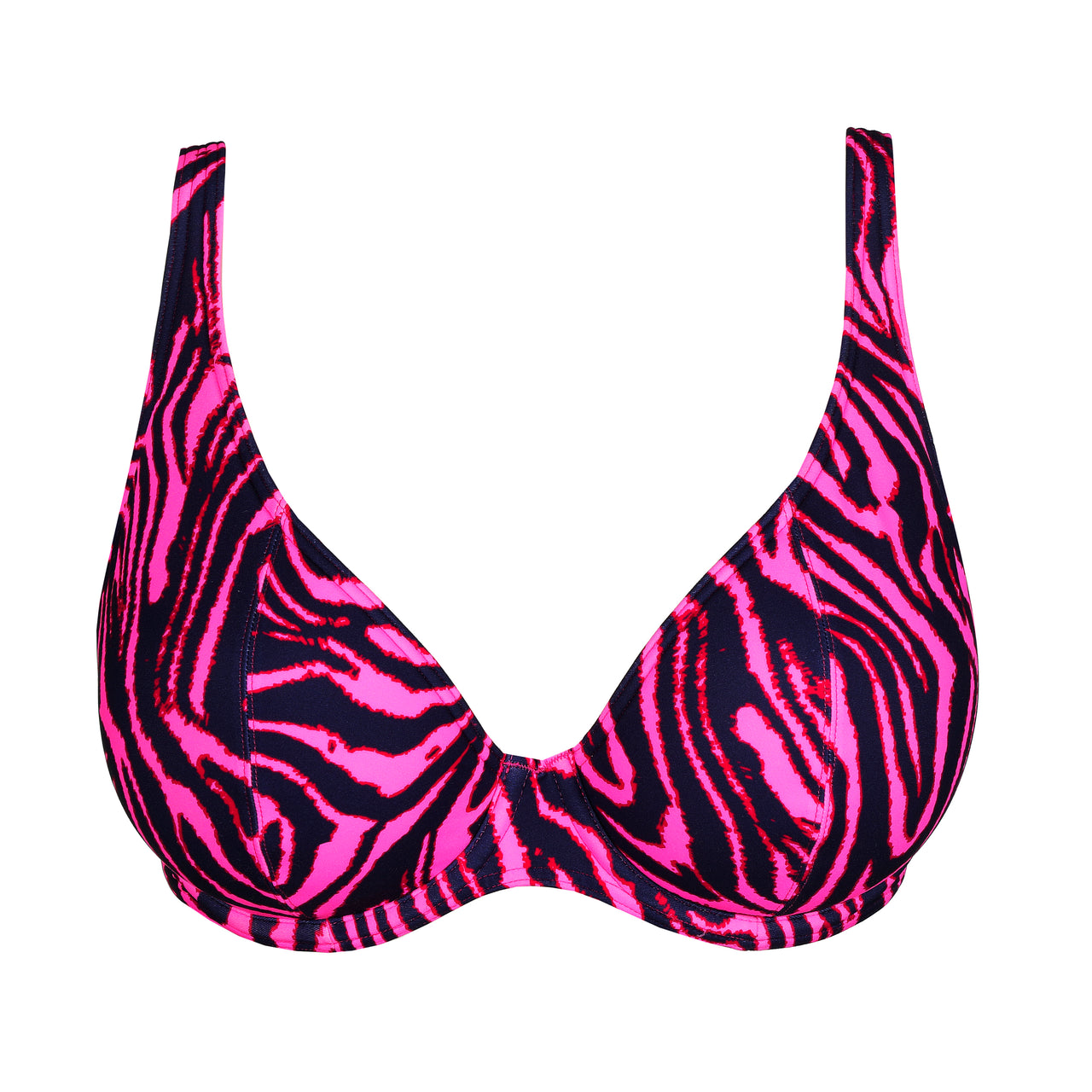 Malabo Hot Pink Zebra Padded Plunge Bikini Top