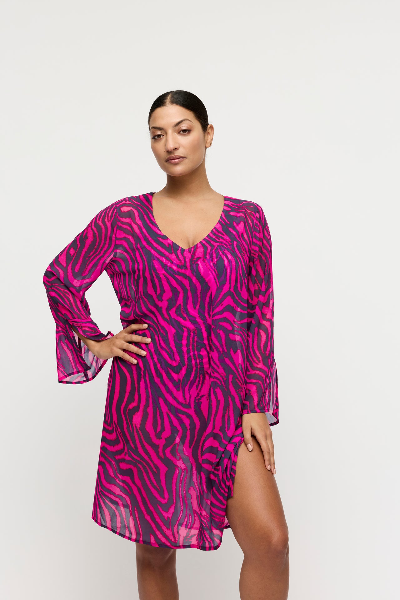 Malabo Hot Pink Zebra Swimwear Kaftan
