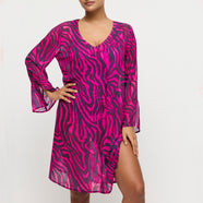 Malabo Hot Pink Zebra Swimwear Kaftan