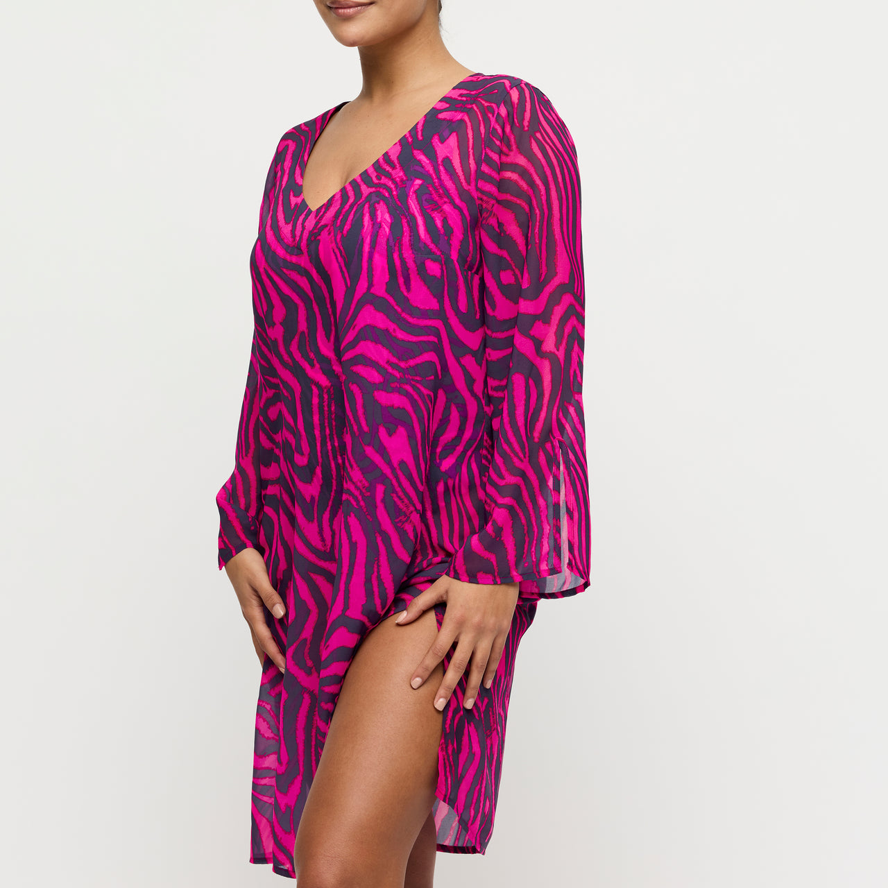 Malabo Hot Pink Zebra Swimwear Kaftan