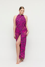 Malabo Hot Pink Zebra Swimwear Pareo