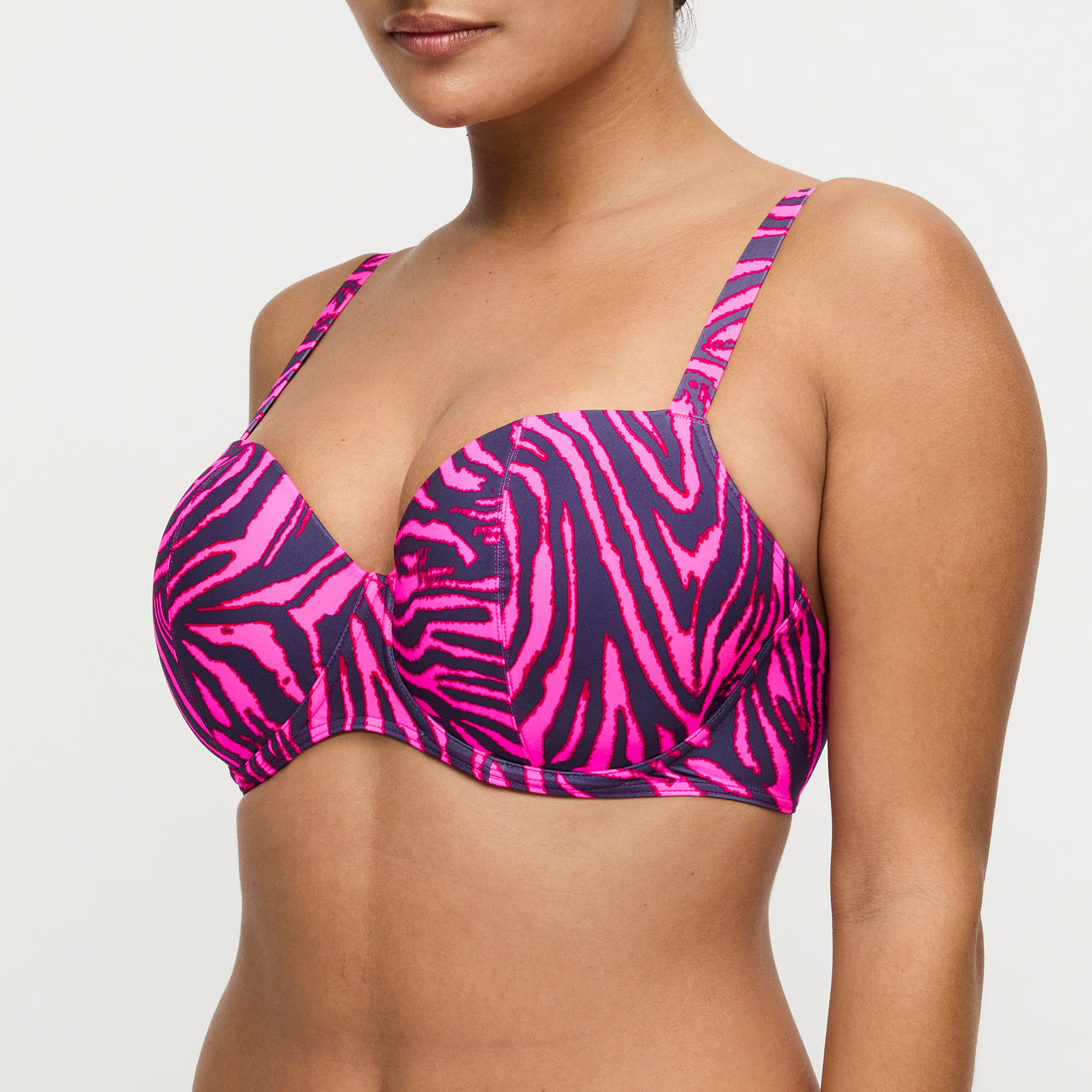 Malabo Hot Pink Zebra Padded Balcony Bikini Top