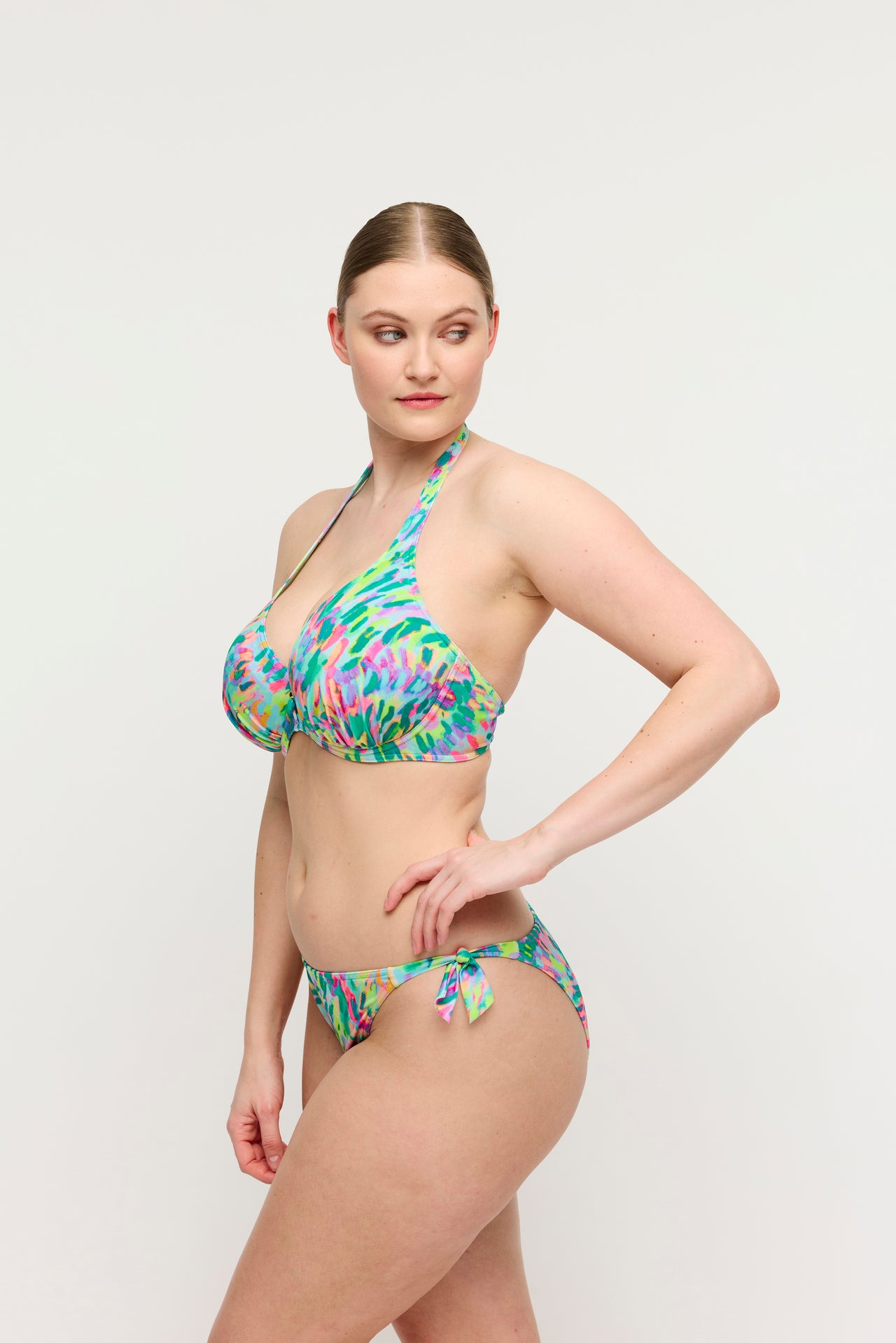 Douala Impressionist Summer Half Padded Plunge Bikini Top
