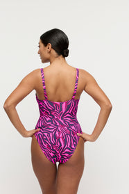Malabo Hot Pink Zebra Plunge Swimsuit Wireless