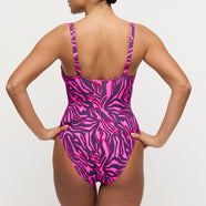 Malabo Hot Pink Zebra Plunge Swimsuit Wireless
