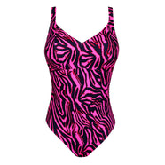 Malabo Hot Pink Zebra Plunge Swimsuit Wireless