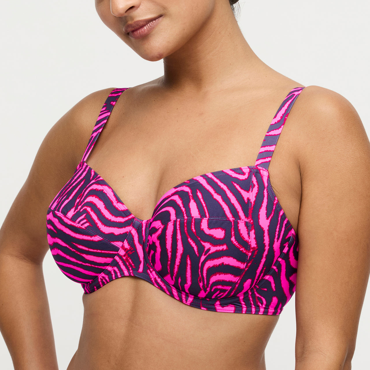 Malabo Hot Pink Zebra Full Cup Bikini Top