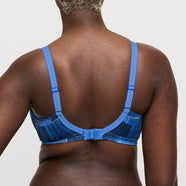 Mauna Twill Blue Padded Balcony Bra