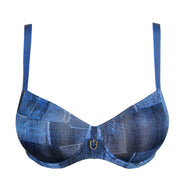 Mauna Twill Blue Padded Balcony Bra
