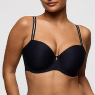 Twist Side Charcoal Padded Balcony Bra