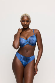 Mauna Twill Blue Padded Balcony Bra