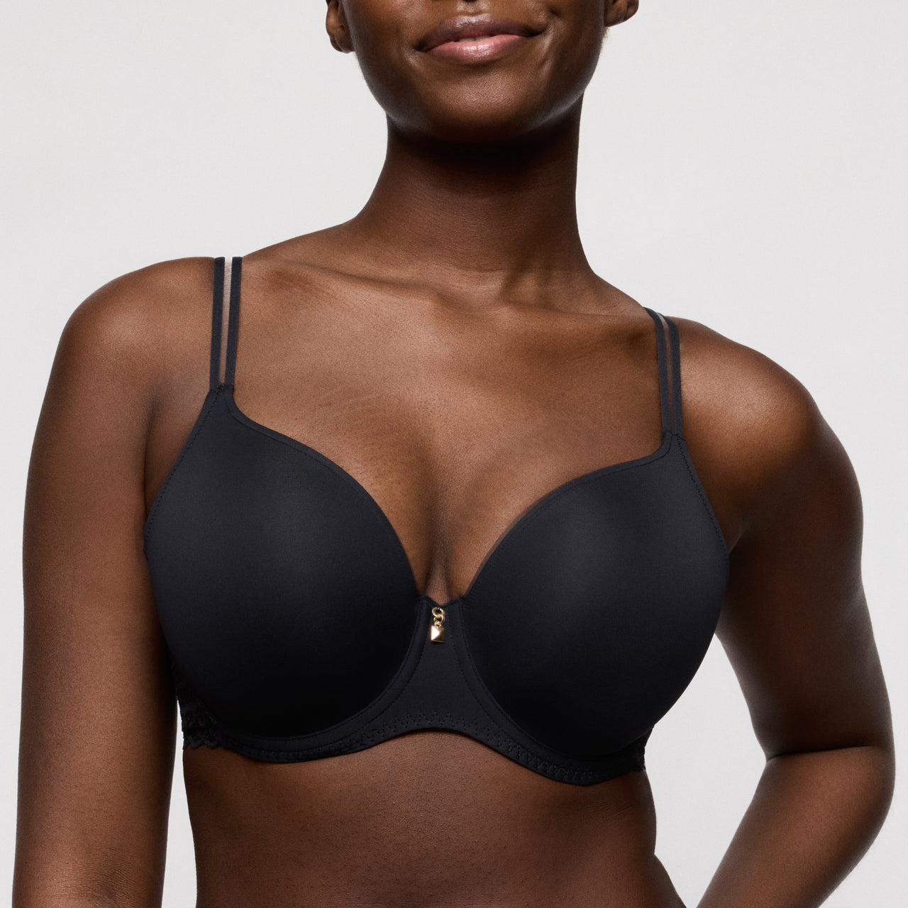 Twist Side Charcoal Padded Heartshape Bra