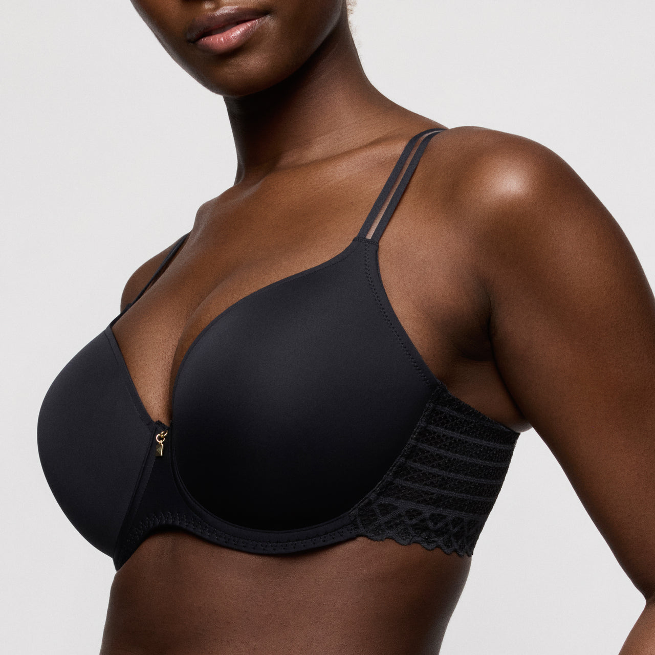Twist Side Charcoal Padded Heartshape Bra