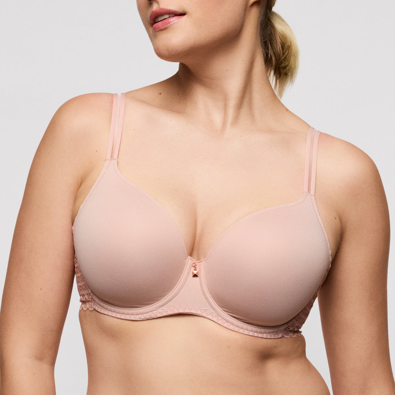 Twist Side Powder Rose Padded Heartshape Bra