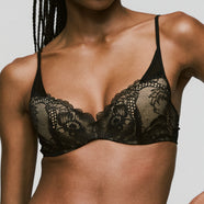 Lisa Black Padded Plunge Bra