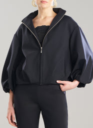 Techno Crepe Black Bomber Jacket