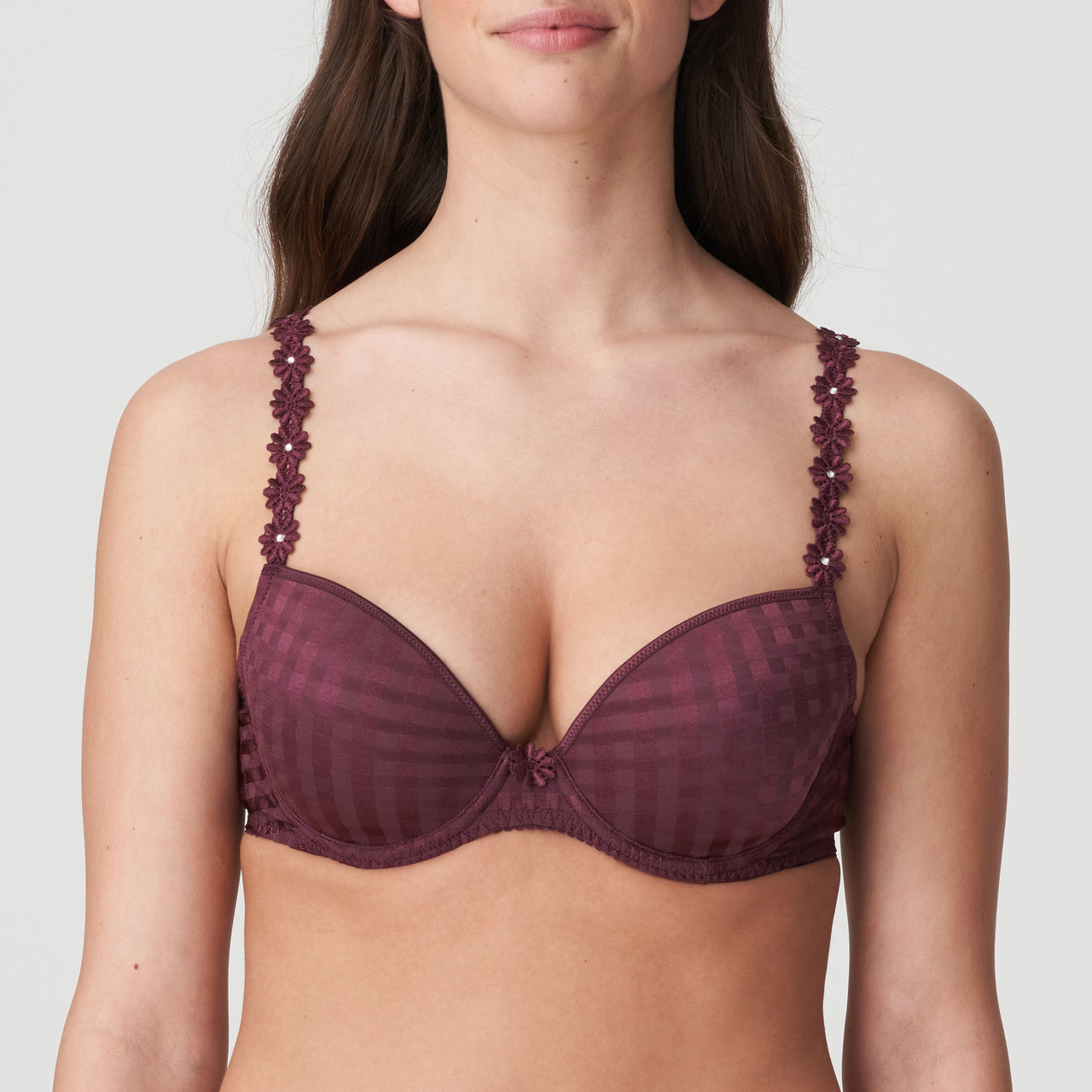 Daisy Wine Padded Plunge Bra