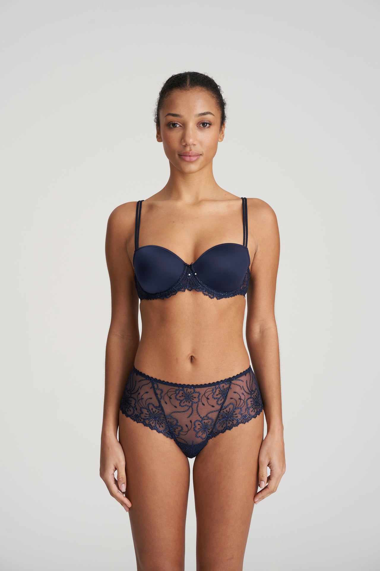 Jane Velvet Blue Padded Balcony Bra