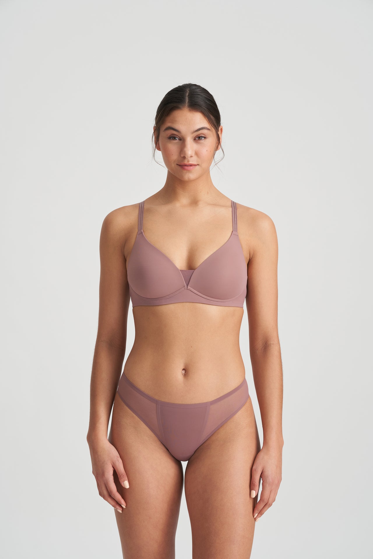Louie Satin Taupe Full Cup Bra Wireless